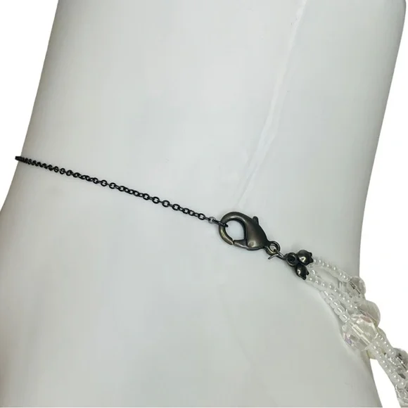 Freshwater Pearl & Swarovski Crystal Tri-Strand Cross Necklace and Earrings